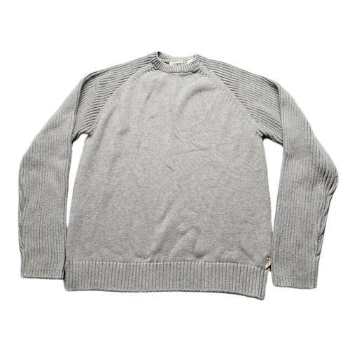 Timberland Sweater Mens M Gray Knit Heavyweight Ribbed Sleeve Crew Neck Pullover