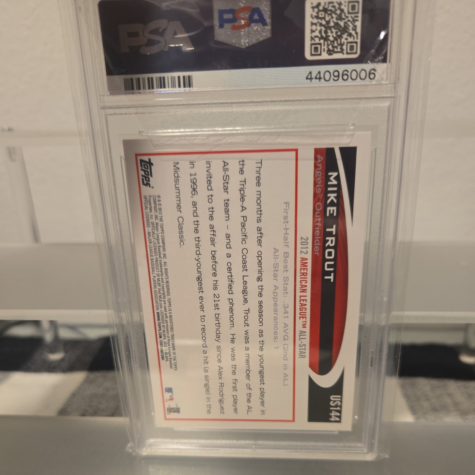 2012 Topps Update #US144 Mike Trout PSA 9 view 4