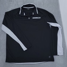 FILA Mens L 1/4 Zip Pullover Black Gray Long Sleeve Athletic Golf Zip Pocket