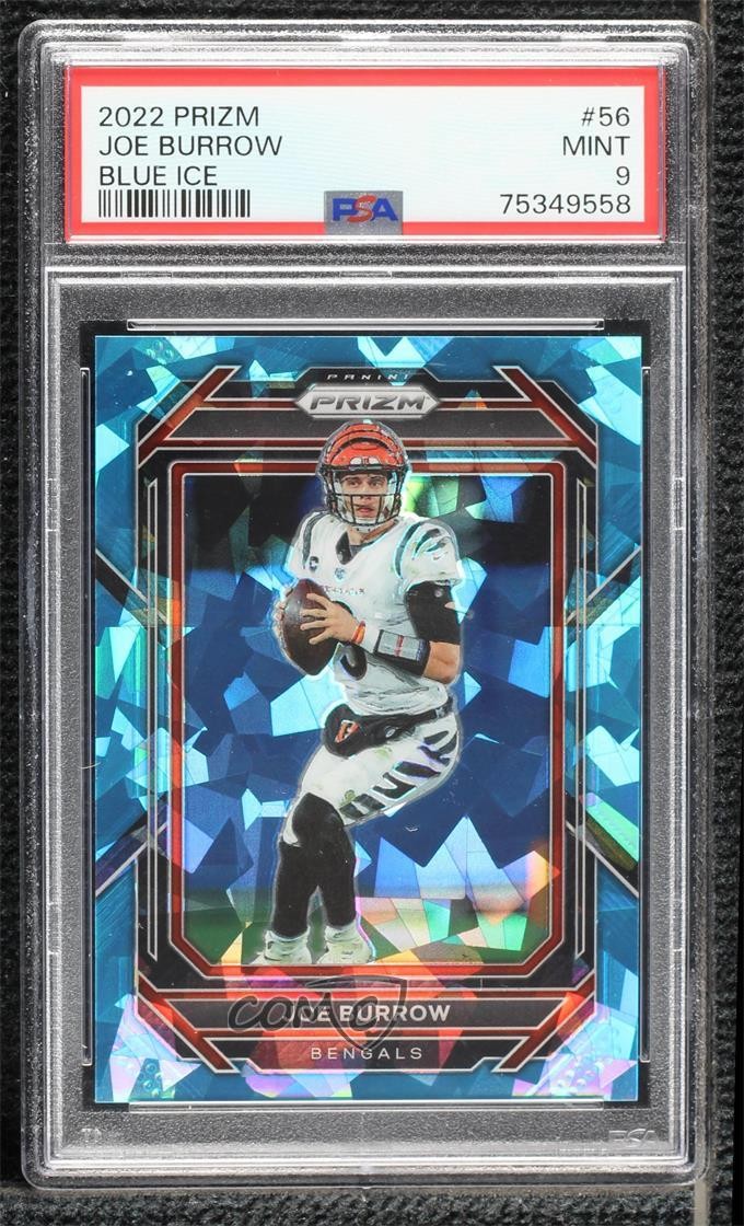 2022 Panini Prizm Blue Ice Prizm 82/99 Joe Burrow #56 PSA 9 MINT e0v