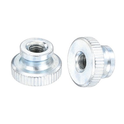 Knurled Thumb Nut, 18Pcs M4*0.7 Iron Round Knobs Zinc Plating, Silver Tone