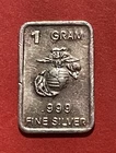 US Marine Corps, 1 Gram Solid Silver Art Bar! Fine .999 Pure!