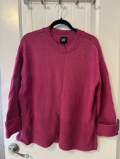 Gap Pink 100 Cotton Knit Pullover Sweater Women's Size M Long Sleeve