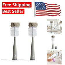 Modern Grey Bottle Brush Set - 2 in 1 Design for Effortless Baby Bottle Care