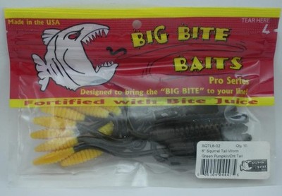 Big Bite SQTL6-02 6'' Eichhörnchen Schwanz Wurm Grün Kürbis Chartreuse
