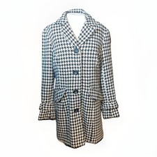 Marisa Houndstooth Coat Jacket Size M White Black