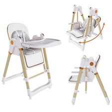Convertible High Chair Rocker 2-in-1 Feeding Chair, Locking Wheels, White