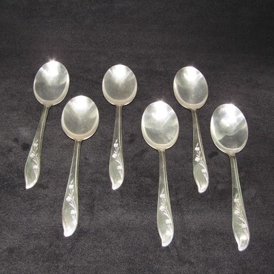1847 Rogers Bros Springtime Lot of (6) IS Silver Plated Flatware Soup Spoons