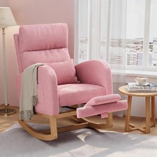   Nursery Rocking Chair Glider Chair Modern Armchair with Side Pockets  Pillow