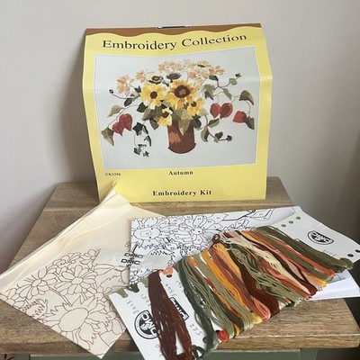 Vintage DMC Stickerei Sammlung Sonnenblumen Blumenstrauß Komplettset