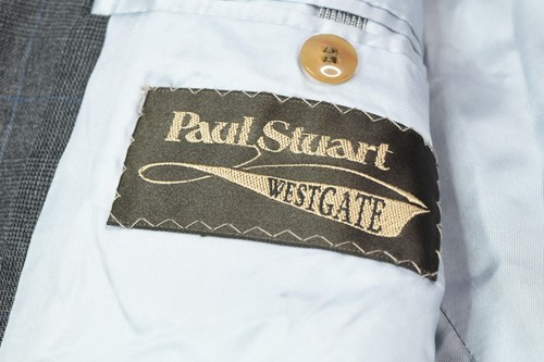 Paul Stuart WESTGATE Suit Mens 43L Dark Gray Blue Wool Two-Button Classic - Picture 14 of 23