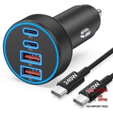 iPhone 17 16 15 Car Charger Fast Charging, 90W 4-Port USB C Fast Car Black