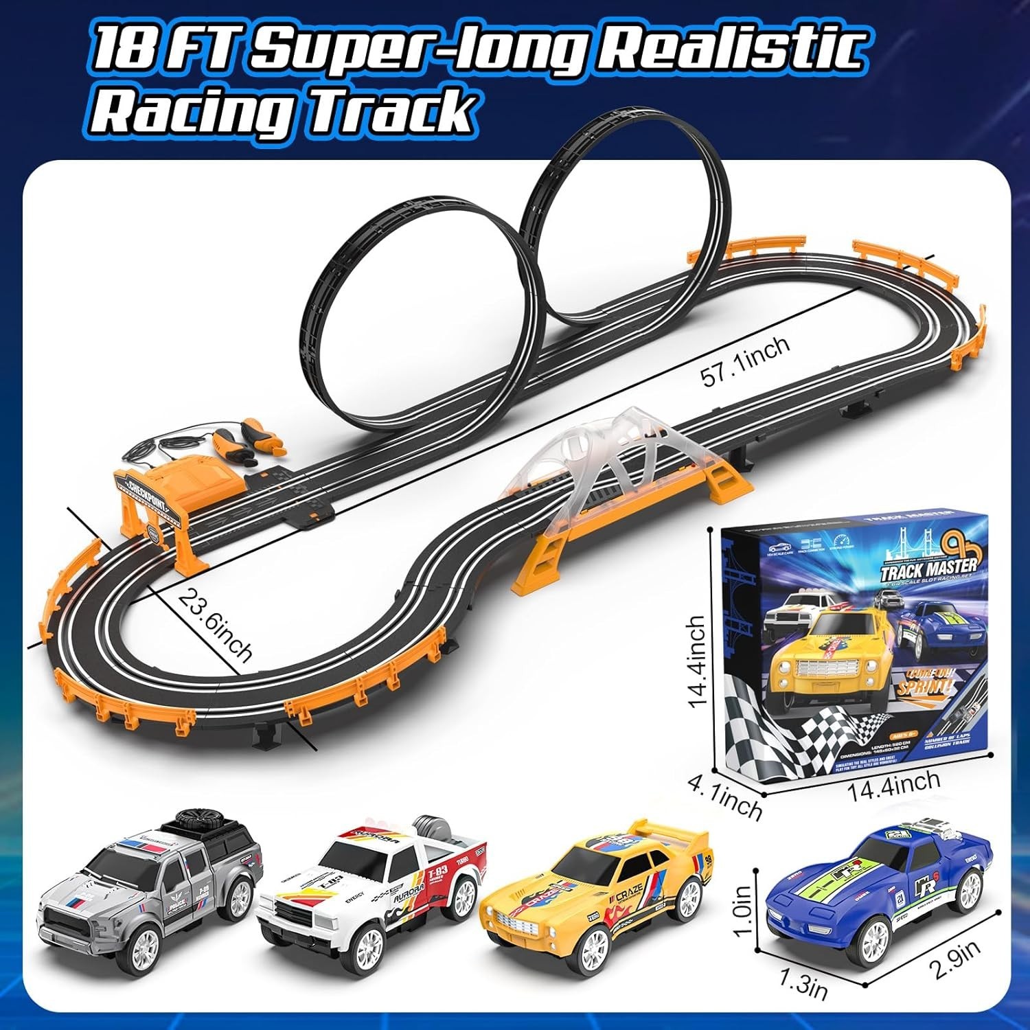 Slot Car Race Track Set Electric Powered Race Track Dual Racing Car Track Set