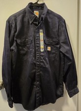 Carhartt Flame Resistant Navy Twill Shirt Mens Size Medium Long Sleeve NWT
