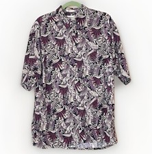 Vintage Campia Shirt L Purple Floral Camp Rayon Collar Button Front Retro Aloha