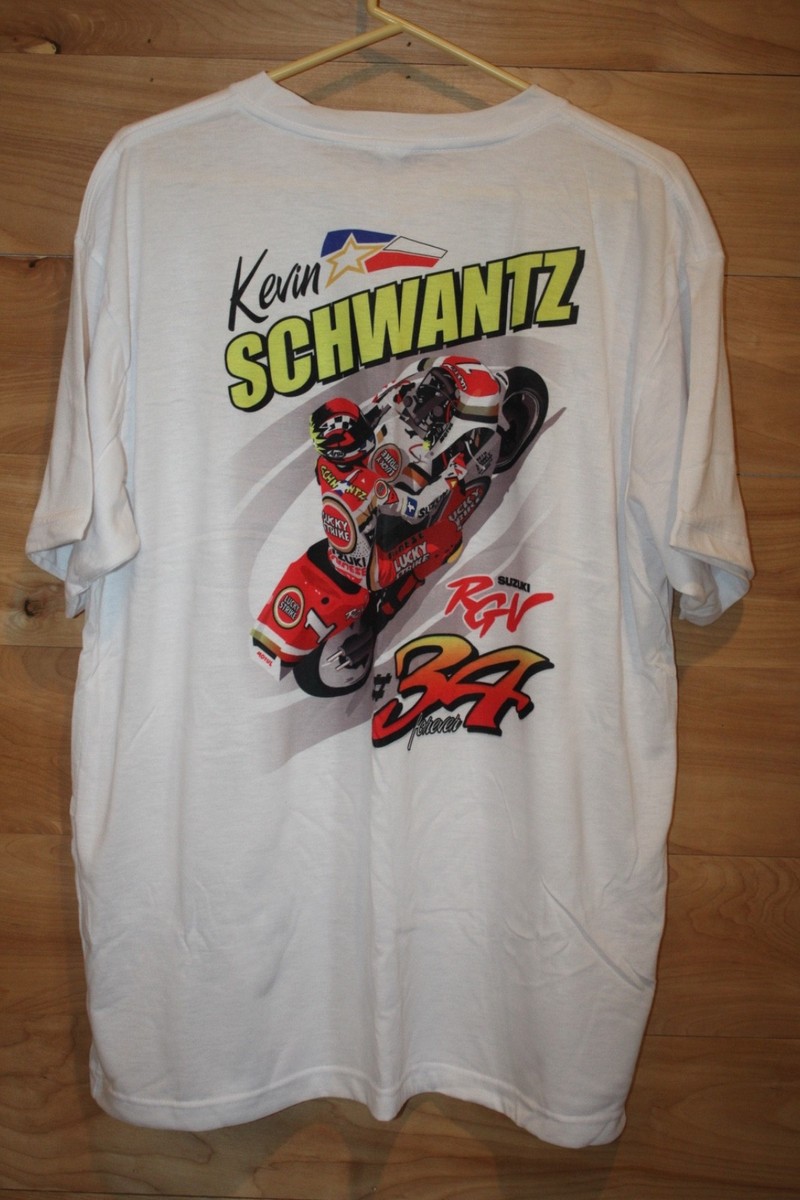 Vintage Kevin Schwantz #34 Suzuki RGV Racing T Shirt XL White