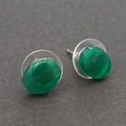 Vintage Green Stone Earrings Natural Oval Minimalist Studs Post Timeless Gift