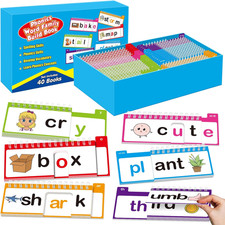 Word Family Build Book, 40 Read and Rhyme Flip Books, Learn to Read Phonics Flas