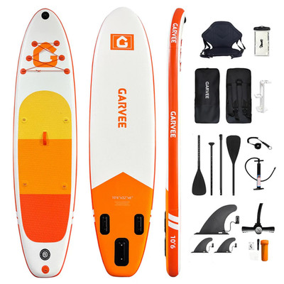 [HOT] Garvee Inflatable Stand Up Paddle Board 10'6'' x 31.5'' x 6'',  Orange/White