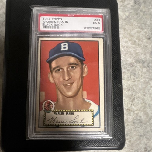 Topps 1952 Warren Spahn Black Back #33 PSA EX 5 Auto PSA 07057860
