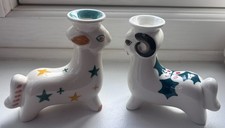 2 Vintage Royal Copenhagen Aluminia Christmas Animal Candle Holders Goats?