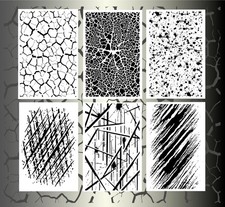 6 PCS Mylar Airbrush Stencil Kit 14x9 Inch Precision Cut Templates Painting