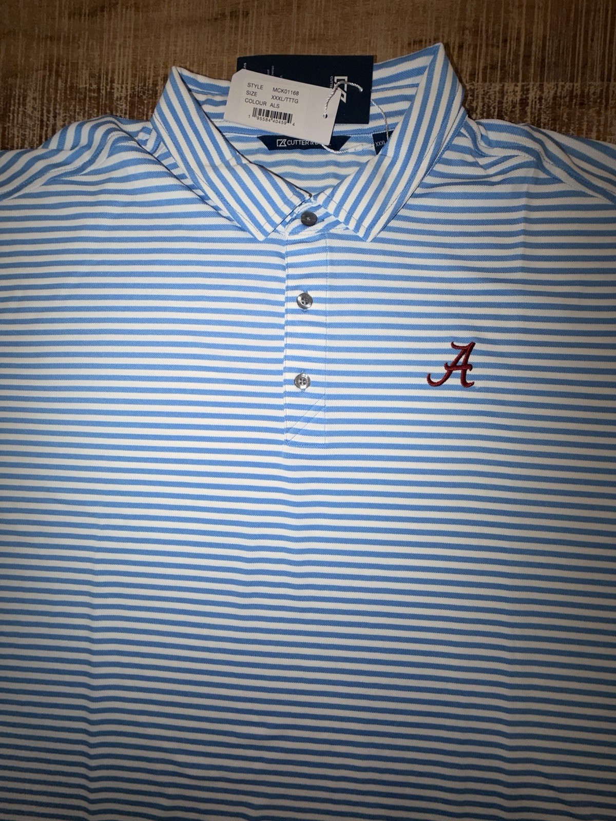 Alabama Crimson Tide Cutter & Buck Polo Stripes XL New With Tags
