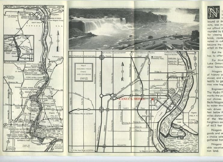 Canuck Motel Brochure Kitchener Street in Niagara Falls Ontario 1960's