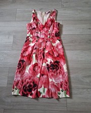 Debut Pink Abstract Floral Shift Dress Textured Occasion Wedding Party UK12