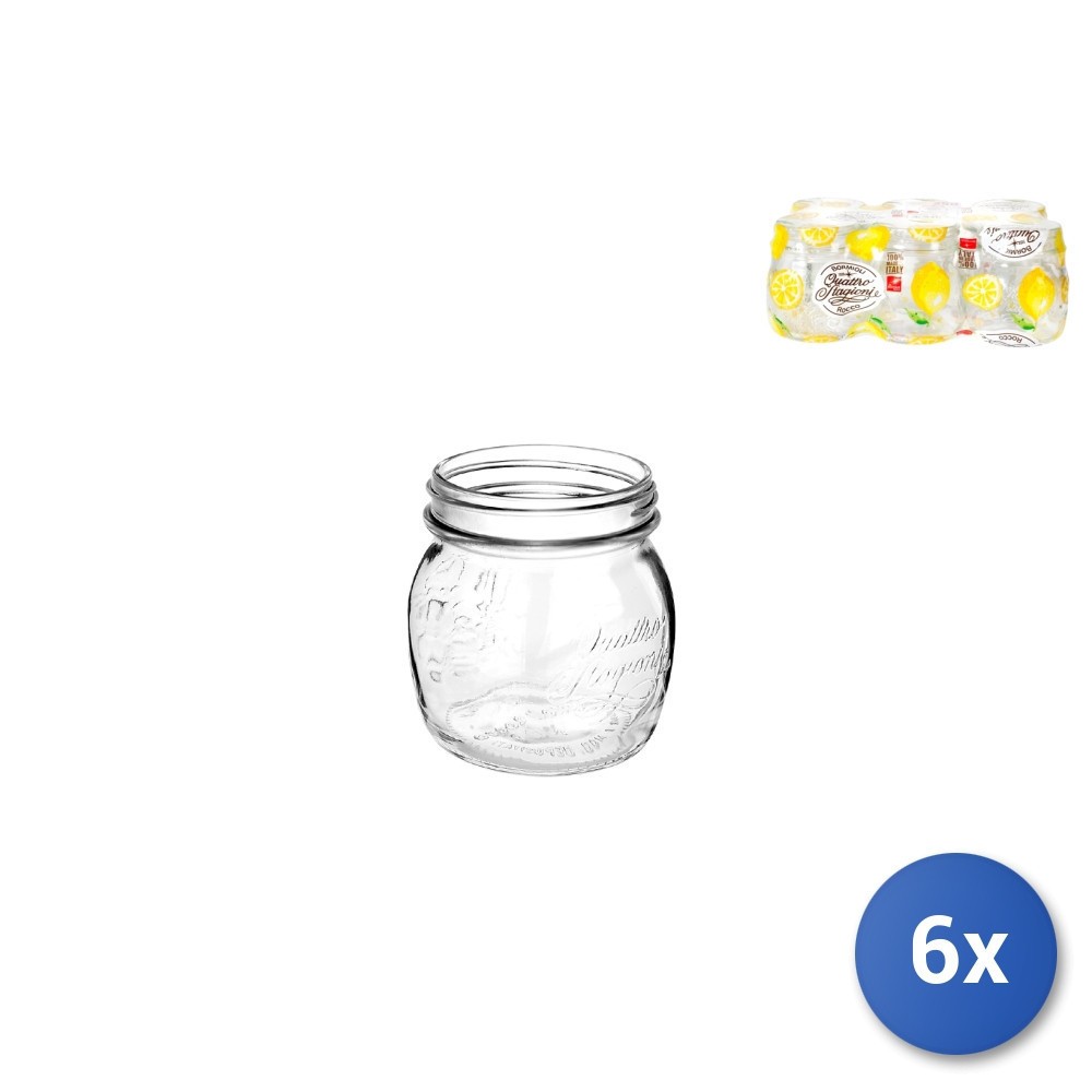 6X Jars 4 Seasons Bormioli Gr 250, Transparent Glass