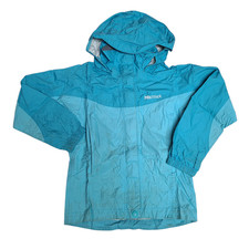 Marmot Jacket Kids XS Blue Teal Hooded Rain Shell Waterproof Outdoor Hiking Coat