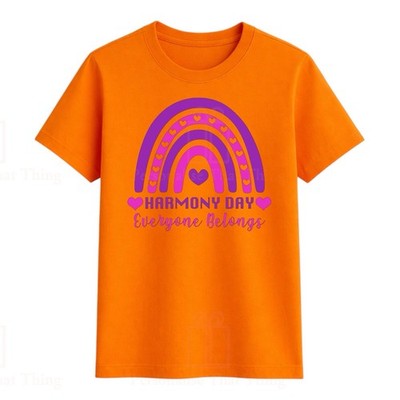 Harmony Day Love Heart Pink & Purple rainbow - orange  Tshirt