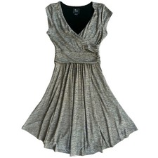 Maeve Anthropologie Tamera Wrap Dress Metallic Midi Stretch Sheen Sleeveless S