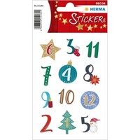 3-60X Herma Weihnachts-Sticker Decor Adventskalenderzahlen Symbole