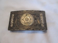Vintage JCL GUAD Aztec Mayan Calendar Sterling Silver Belt Buckle Hand Crafted