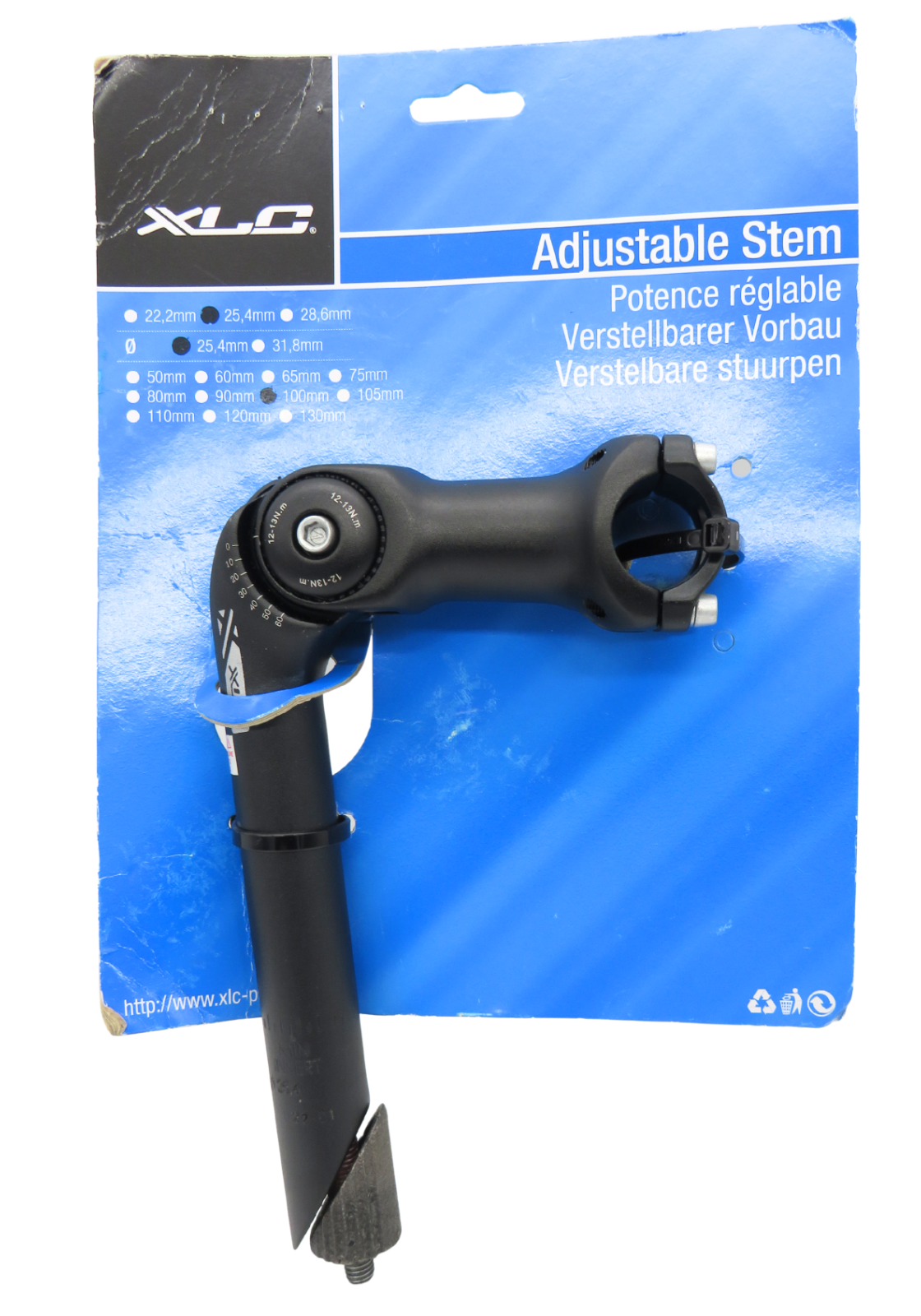 XLC Adjustable Bicycle Stem – 1"" Threaded – 25.4mm Bar – 0–60° – 100mm - h