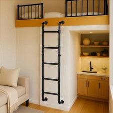345678ft Black Wall Mounted Steel Ladder 5-step Egress Ladder For Window