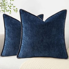 Chenille Soft Cozy Throw Pillow Covers 18x18 18" x 18" Pack of 2 Poseidon