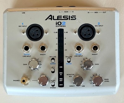 Alesis iO2 Express - 2 Channel USB Recording Interface for Guitar or Mic, STEREO