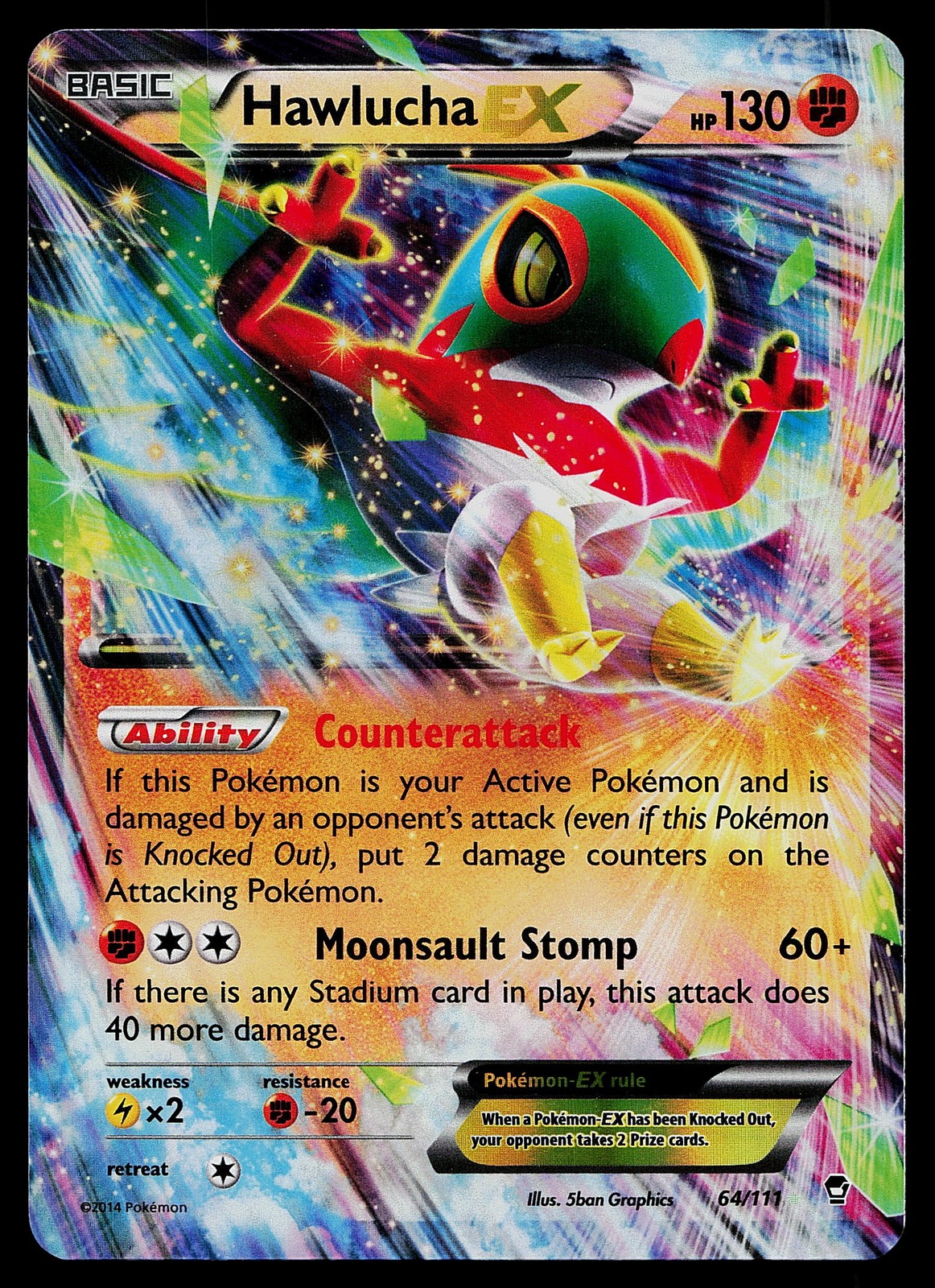 Pokemon Card - Hawlucha EX XY - Furious Fists 64/111 Ultra Rare Holo