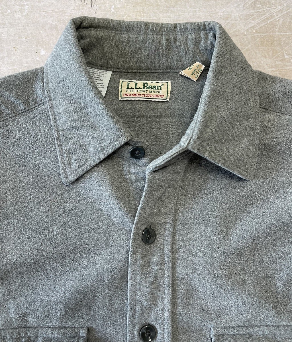 Vintage 80s L.L. Bean Chamois Cloth Shirt Mens Gray Vintage 80s L.L. Bean Chamois Cloth Shirt Mens Gray
