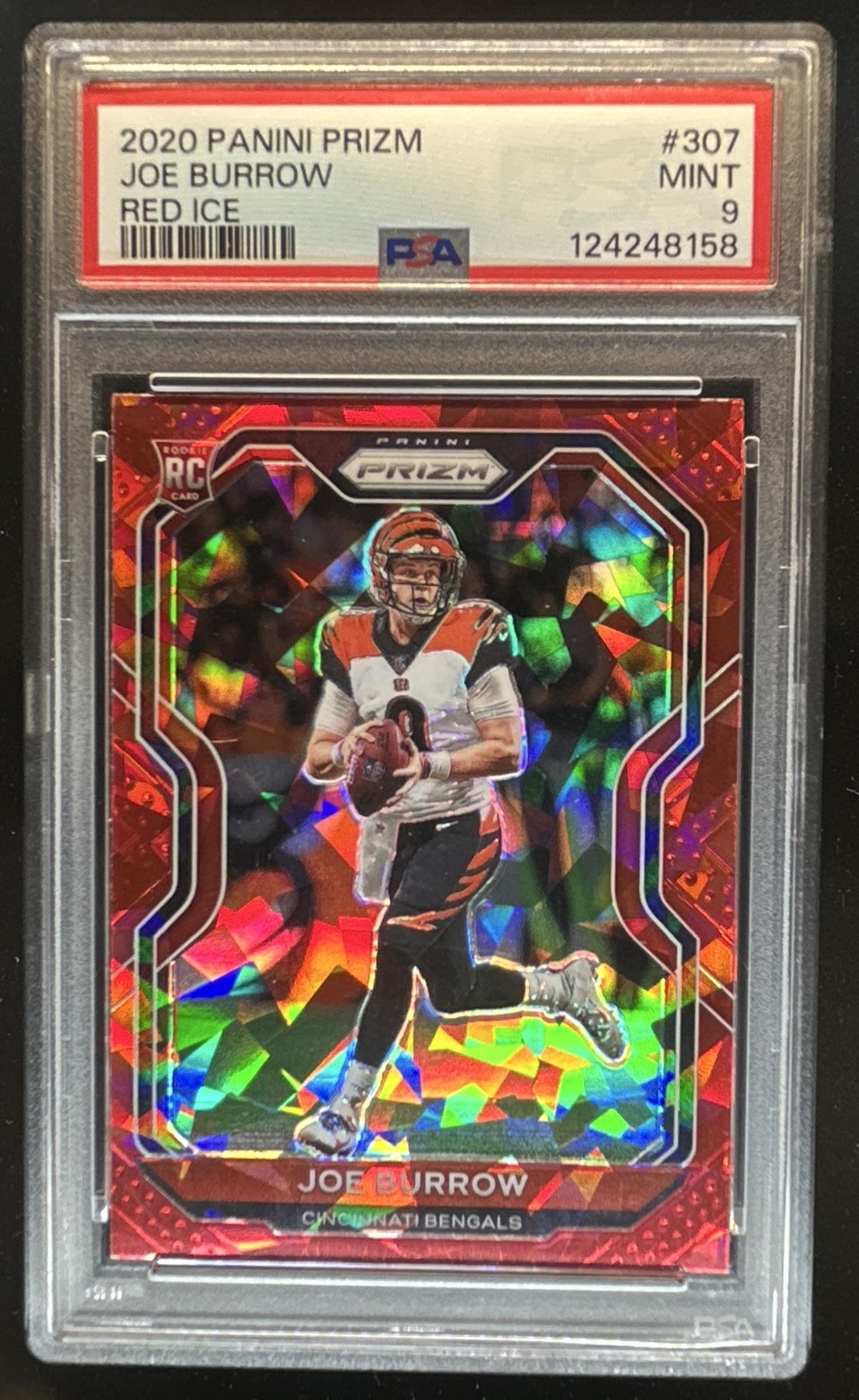 2020 Panini Prizm Joe Burrow RC Red Ice Rookie #307 Bengals PSA 9