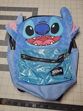 R26 Disney Stitch Mini Backpack Blue Plush 3D Ears Sparkly Pocket NWT
