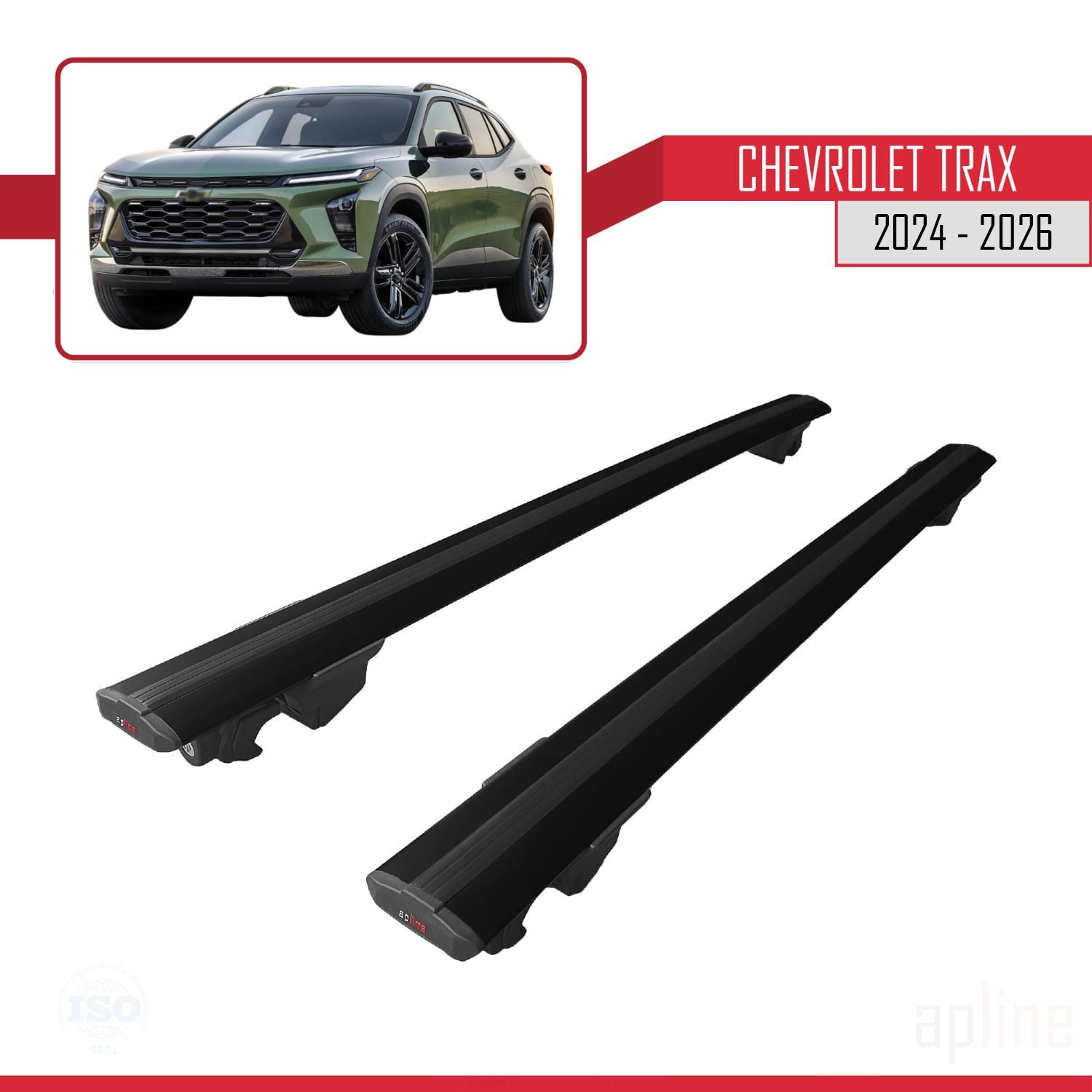 Barres de toit Chevrolet Trax 2024-2026 HOOK en aluminium anodisé gris haut de gamme