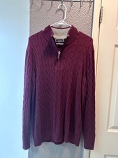 Men  s Cable-Knit, Burgundy Sweater
