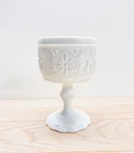 Indiana Glass Daisy Milk Glass Compote Pedestal Bowl Vintage
