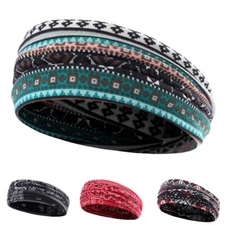 Women Boho Wide Stretch Headband Turban Sports Yoga Knotted Hairband Hair Wrap