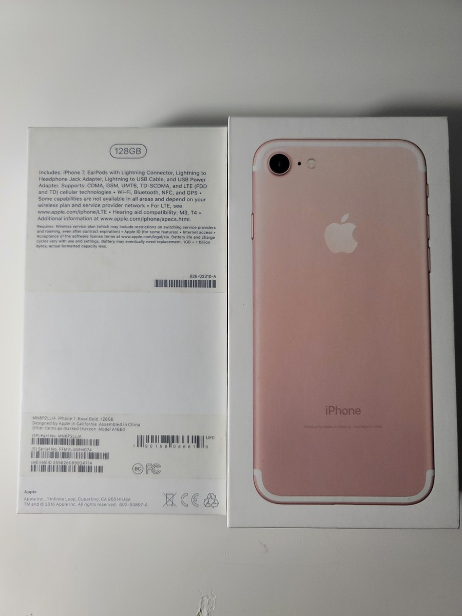 Apple iPhone 7 Rose Gold 128GB A1660 - Retail Box Only With