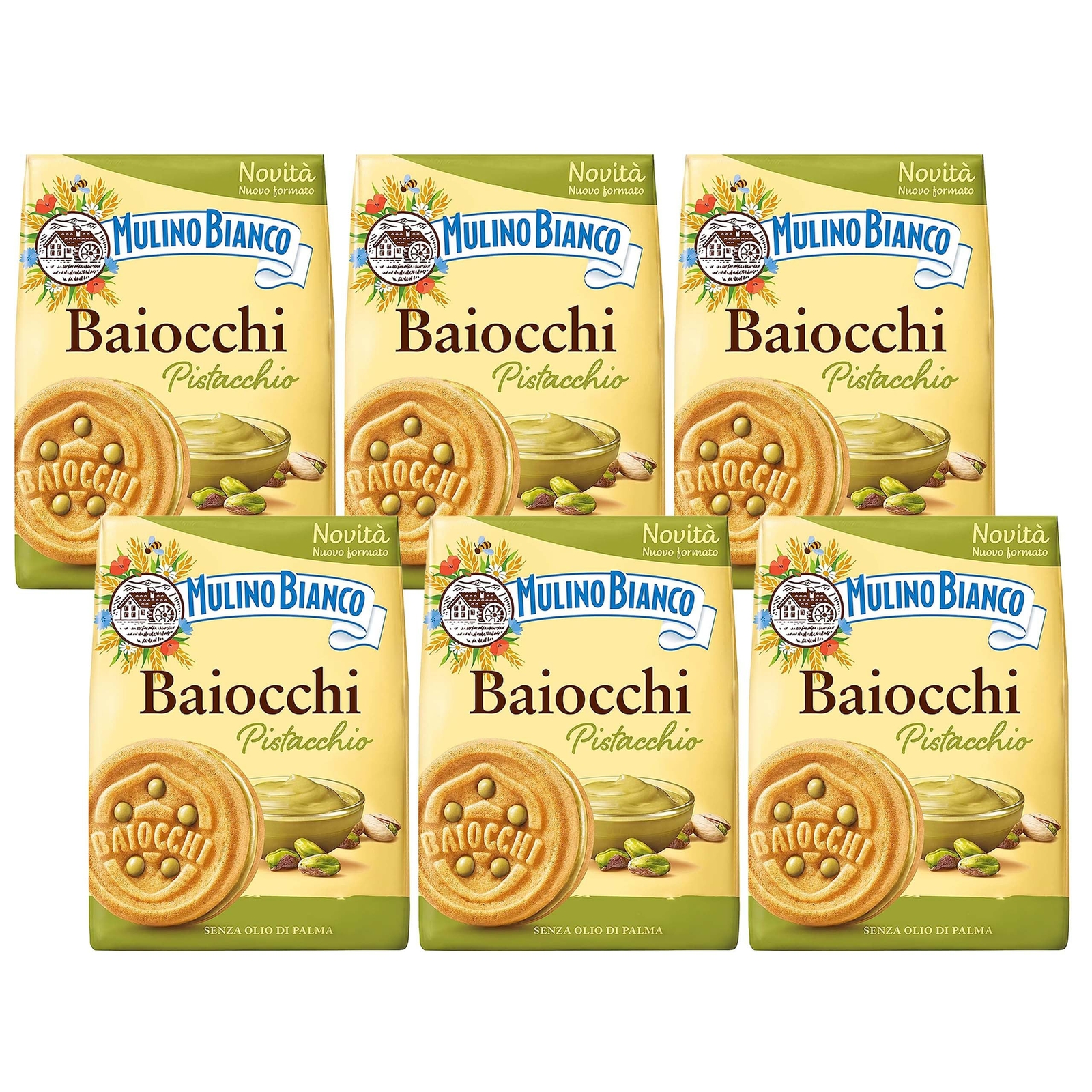 Mulino Bianco Baiocchi - Kekse Mit Pistazienfüllung 240g (Pistazie, X6)