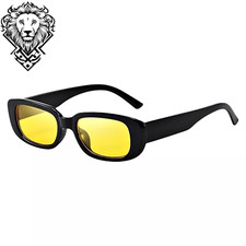 Trendy UV400 Yellow Lens Small Rectangle Women's Sunglasses Luxury Eyewear